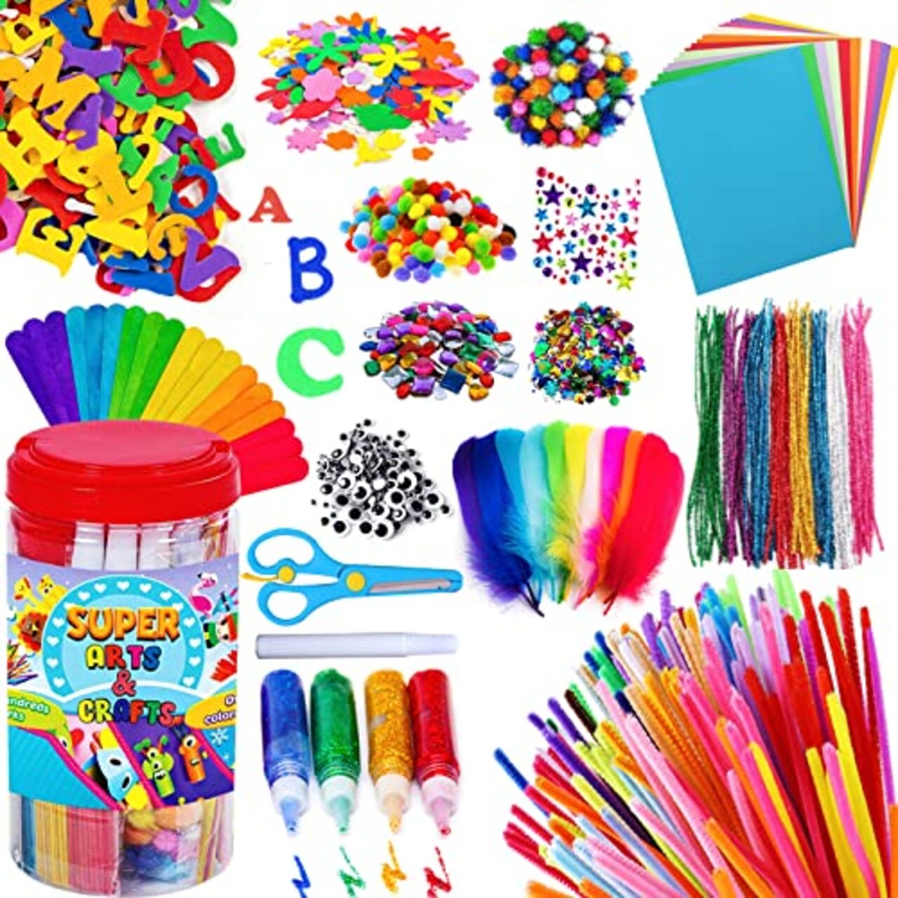 Goody King Arts and Crafts Supplies for Kids - Craft Art Supply Jar Kit for  Student Age 4 5 6 7 8 9 10 Year Old Crafting Activity - Collage Arts Set  for Toddlers Preschool DIY Classroom Home Project